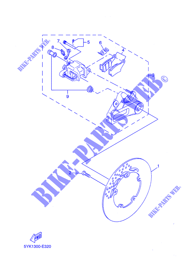 REAR BRAKE CALIPER / DISC for Yamaha MT03 2007