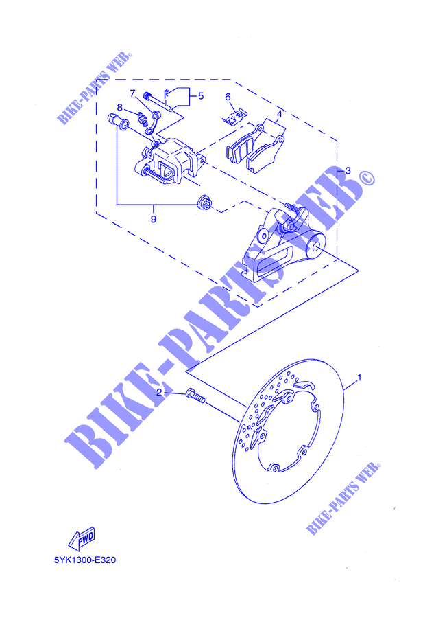 REAR BRAKE CALIPER / DISC for Yamaha MT03 2007