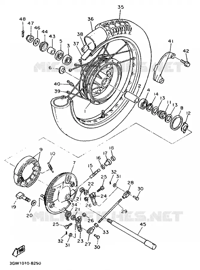 FRONT WHEEL Yamaha MOTO 500 1995 SR  SR500