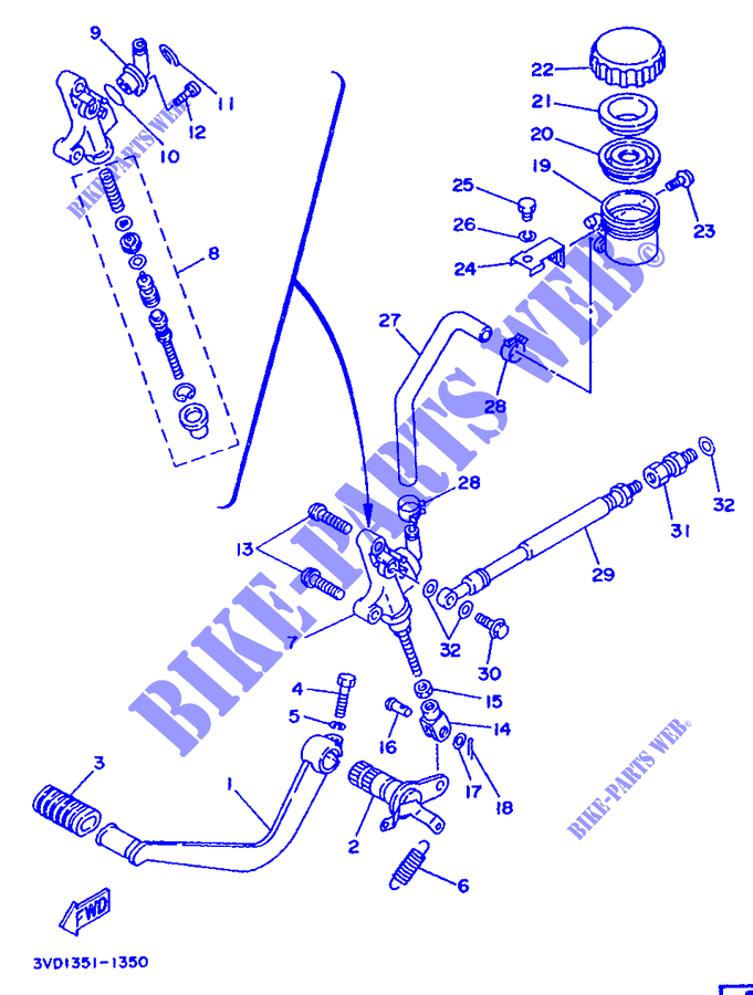 REAR BRAKE MASTER CYLINDER for Yamaha TDM850 1991
