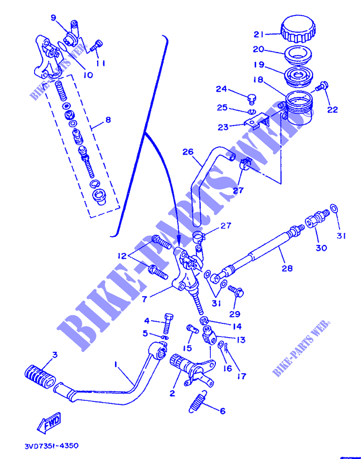 REAR BRAKE MASTER CYLINDER for Yamaha TDM850 1994