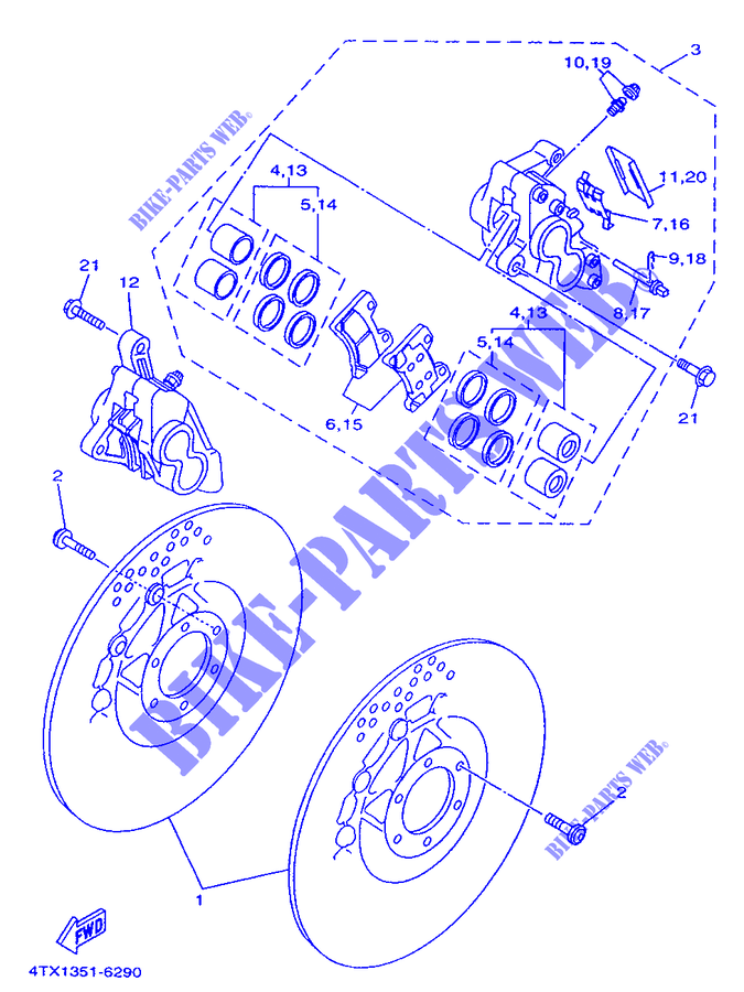 FRONT BRAKE CALIPER for Yamaha TDM850 1996