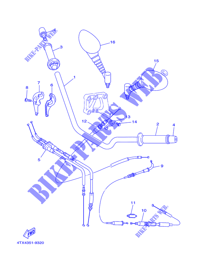 HANDLEBAR & CABLES for Yamaha TDM850 2000