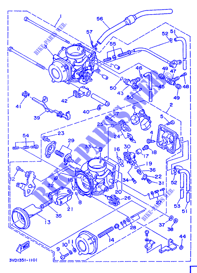 CARBURETOR for Yamaha TDM850H (57KW) 1992