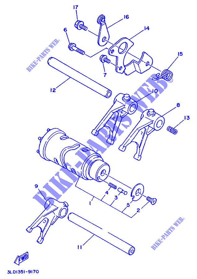 GEAR SHIFT SELECTOR DRUM / FORKS for Yamaha TDM850H (57KW) 1992