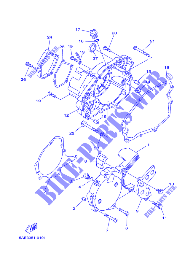 COVER   ENGINE 1 for Yamaha TDR125 2001