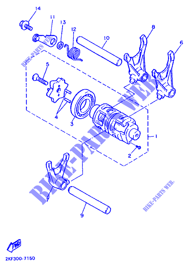 GEAR SHIFT SELECTOR DRUM / FORKS for Yamaha TT600S 1995