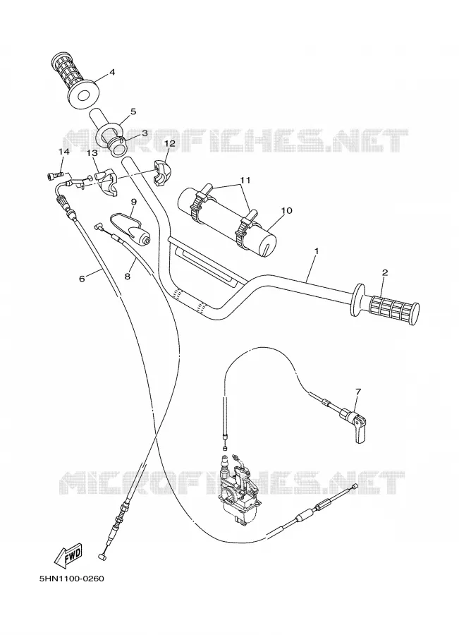 HANDLEBAR & CABLES Yamaha MOTO 90 2004 TTR  TTR90S