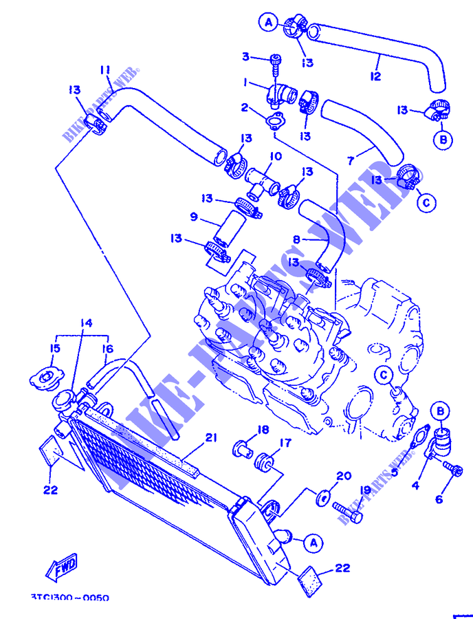 RADIATOR / HOSES for Yamaha TZ250 1990