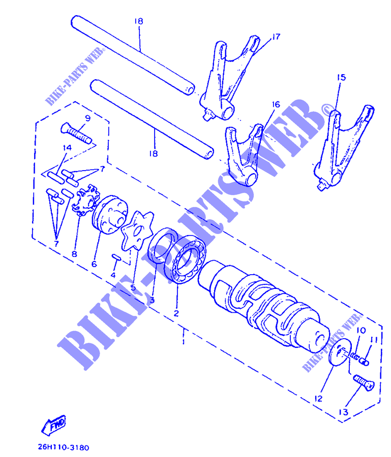 GEAR SHIFT SELECTOR DRUM / FORKS for Yamaha VMX12 1997