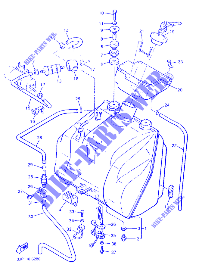 FUEL TANK   EXCEPT CALIFORNIA for Yamaha VMX12 1993
