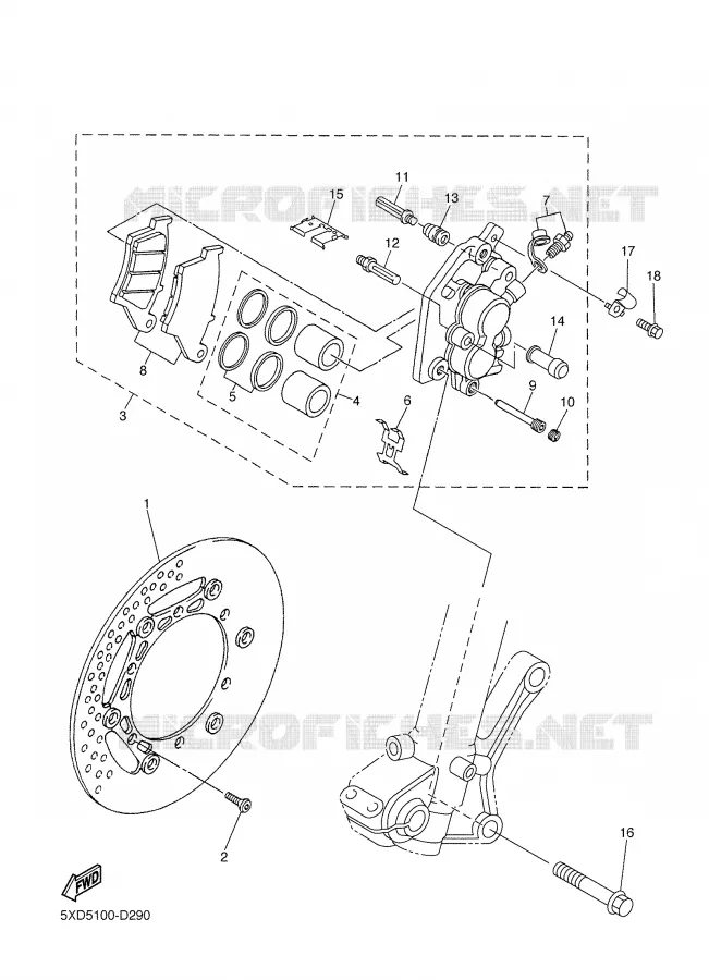 FRONT BRAKE CALIPER Yamaha MOTO 250 2006 WRF  WR250FV