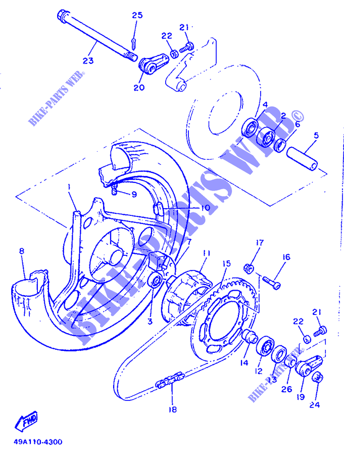 REAR WHEEL for Yamaha XJ600H (53KW) 1991