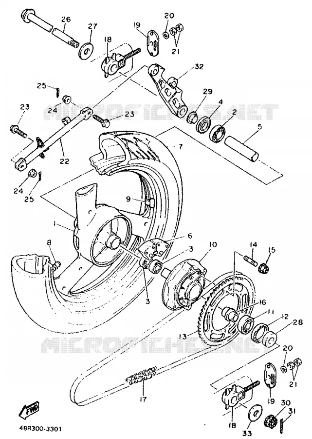 REAR WHEEL Yamaha MOTO 600 1996 XJN  XJ600N