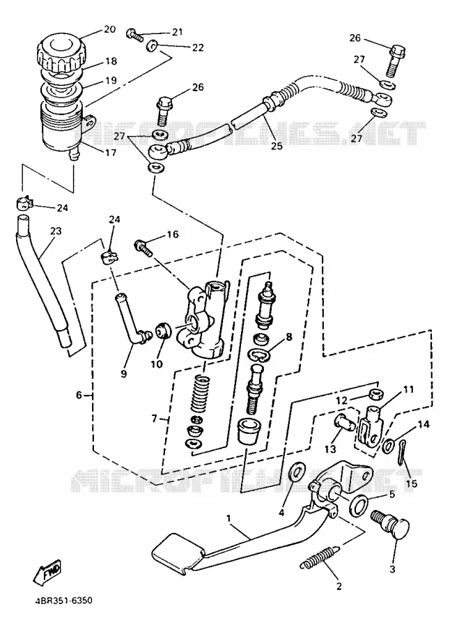 REAR BRAKE MASTER CYLINDER Yamaha MOTO 600 1996 XJN  XJ600N