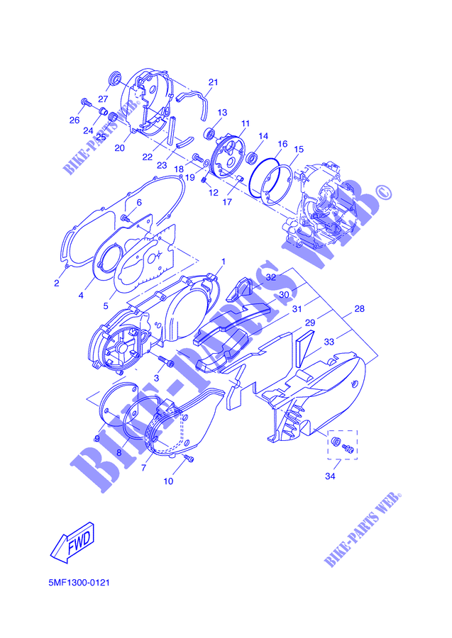 COVER   ENGINE 1 for Yamaha XN150 2001