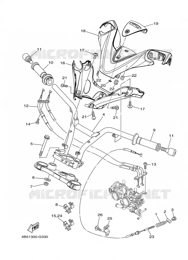 HANDLEBAR & CABLES Yamaha SCOOTER 500 2008 TMAX  XP500