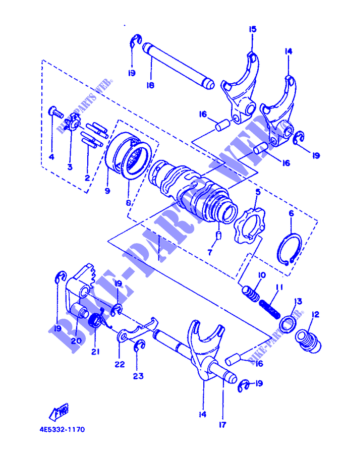 GEAR SHIFT SELECTOR DRUM / FORKS for Yamaha XT500 1986