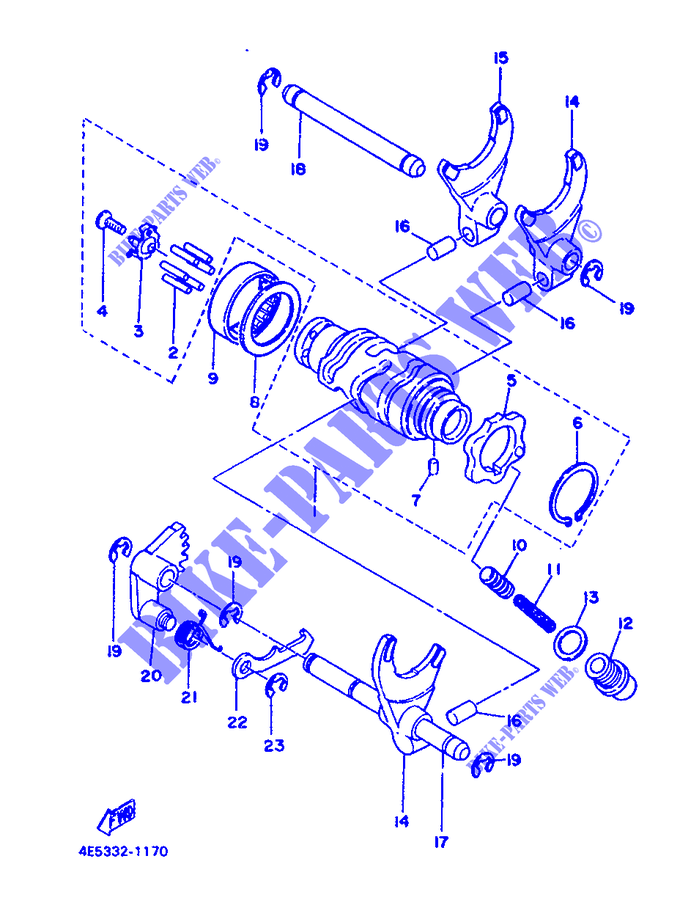 GEAR SHIFT SELECTOR DRUM / FORKS for Yamaha XT500 1989