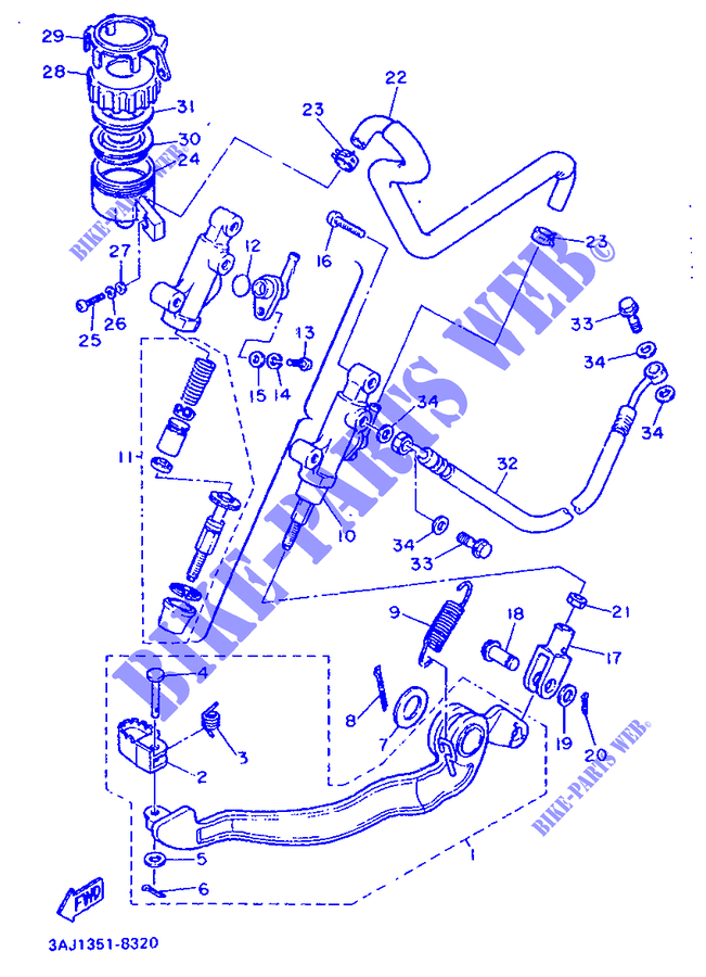 REAR BRAKE MASTER CYLINDER for Yamaha XT600Z 1988