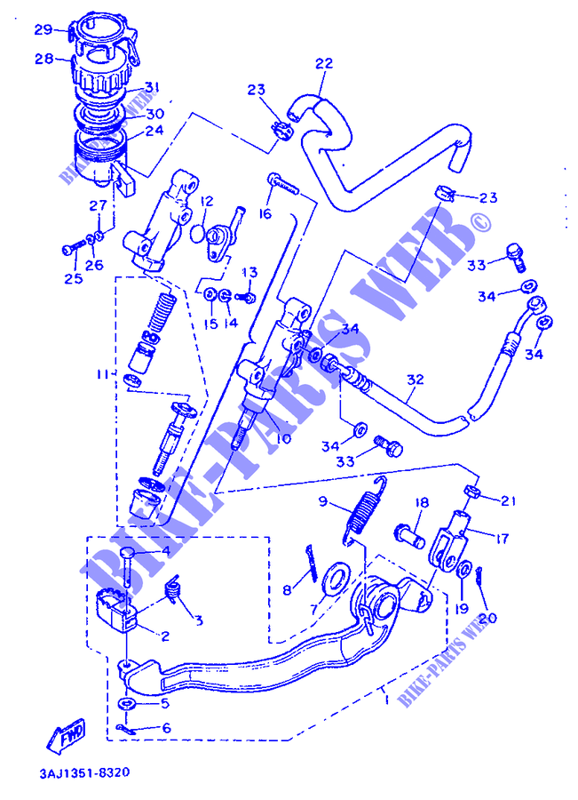 REAR BRAKE MASTER CYLINDER for Yamaha XT600Z 1990
