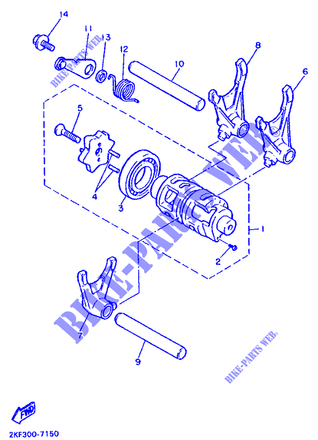 GEAR SHIFT SELECTOR DRUM / FORKS for Yamaha XT600Z 1990