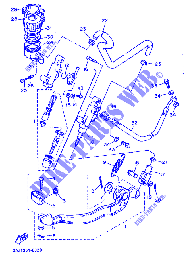 REAR BRAKE MASTER CYLINDER for Yamaha XT600Z 1990