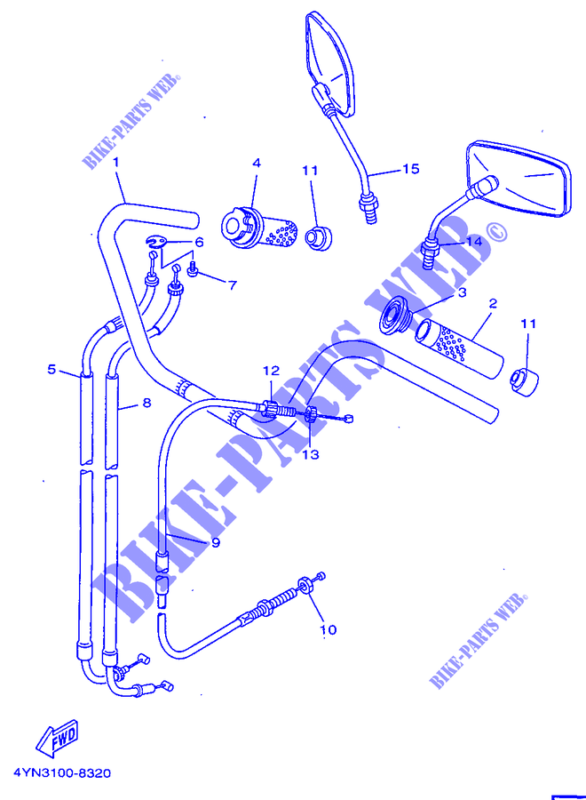 HANDLEBAR & CABLES for Yamaha XV535 1998