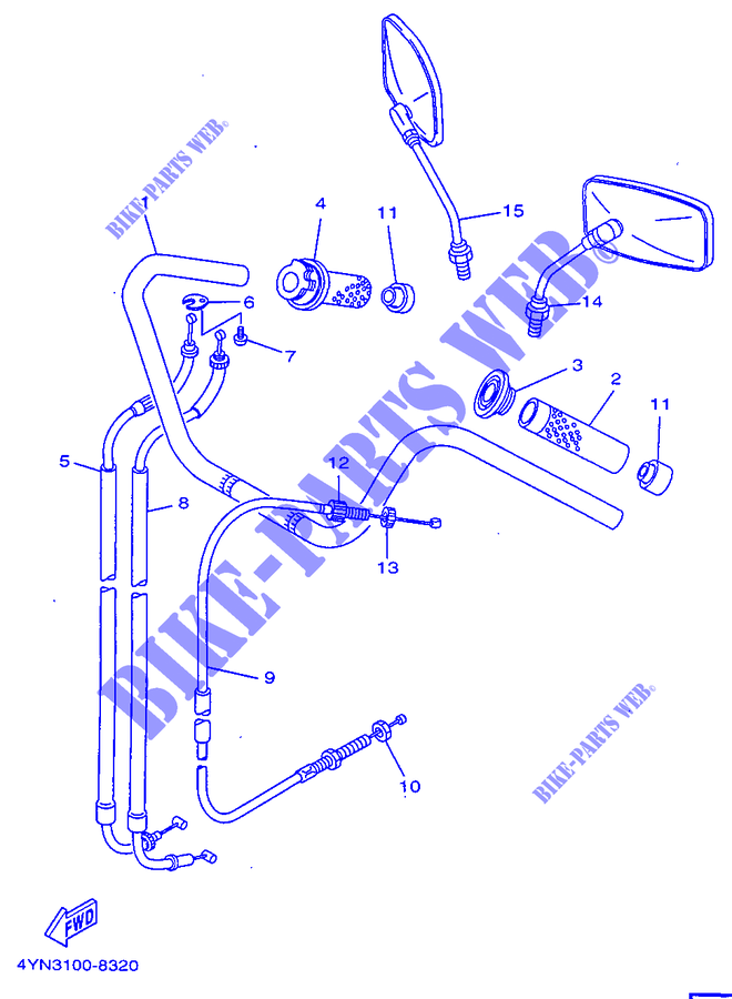 HANDLEBAR & CABLES for Yamaha XV535 1999