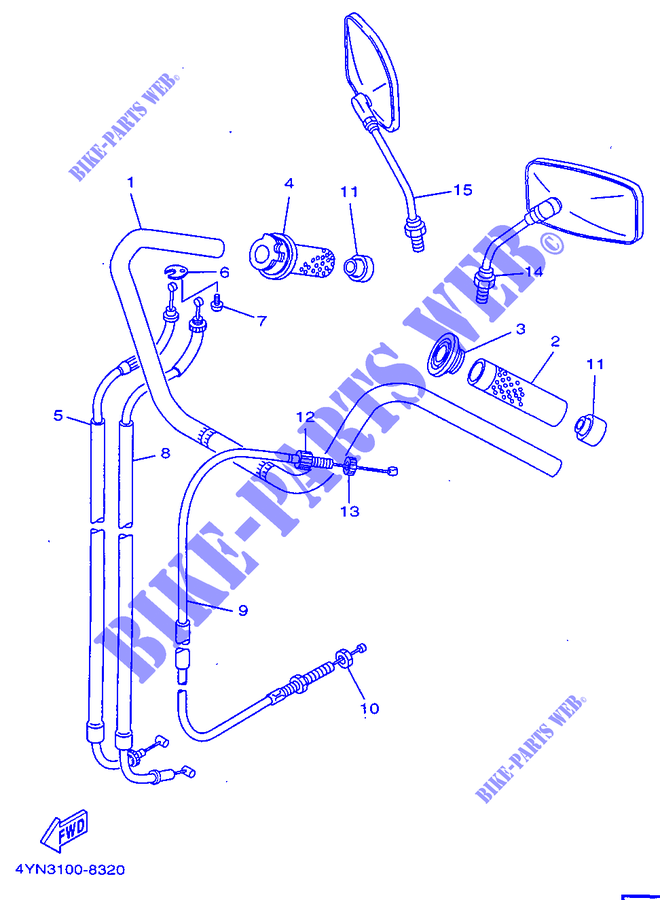 HANDLEBAR & CABLES for Yamaha XV535 1999
