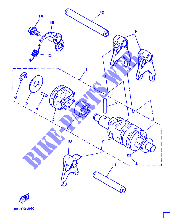 GEAR SHIFT SELECTOR DRUM / FORKS for Yamaha DT125MX 1987