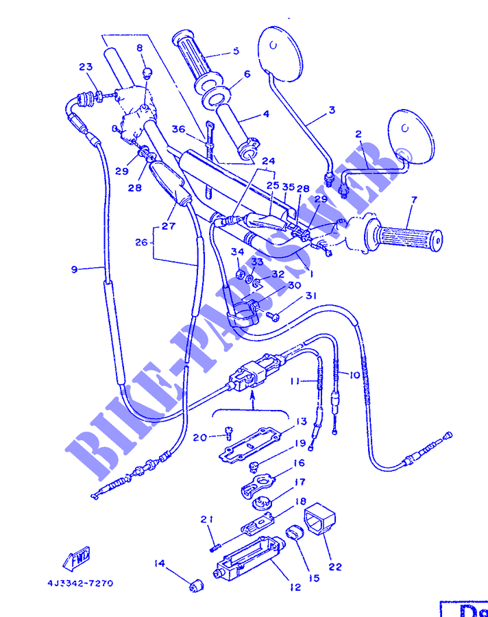 HANDLEBAR & CABLES for Yamaha DT125MX 1987