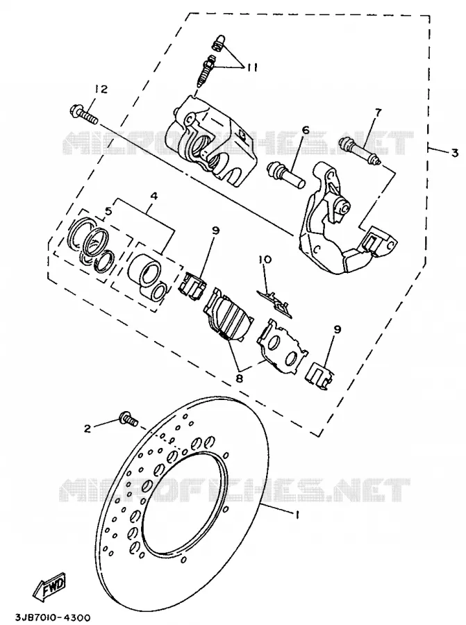 FRONT BRAKE CALIPER Yamaha MOTO 535 1995 VIRAGO  XV535 (FLAT)