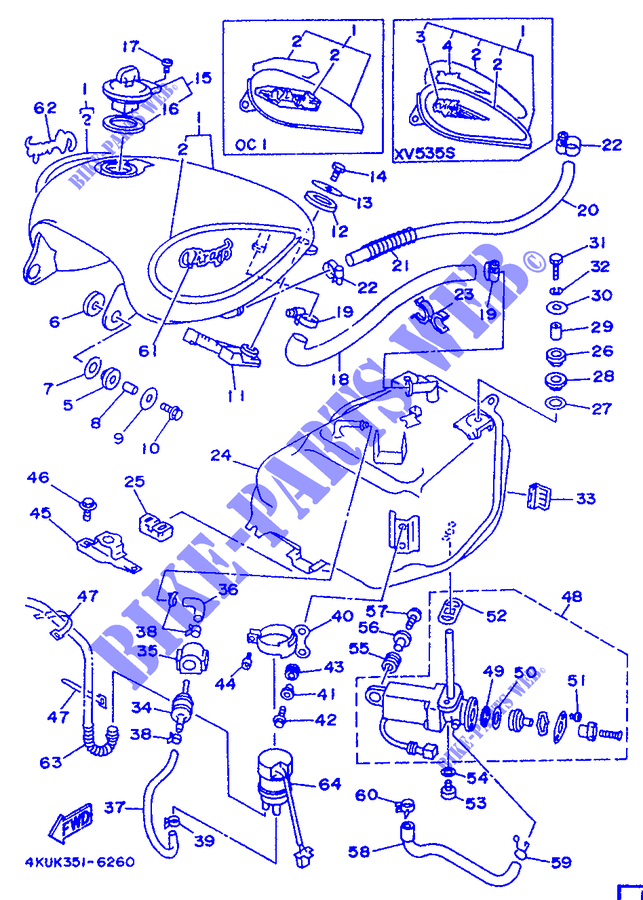 FUEL TANK for Yamaha XV535 (FLAT) 1996