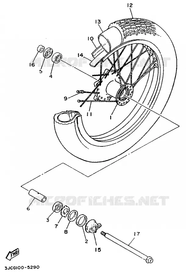 FRONT WHEEL Yamaha MOTO 535 1996 VIRAGO  XV535 (FLAT)