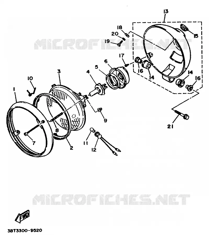 ALTERNATIVE HEADLIGHT - FOR ENGLAND Yamaha MOTO 535 1996 VIRAGO  XV535 (FLAT)