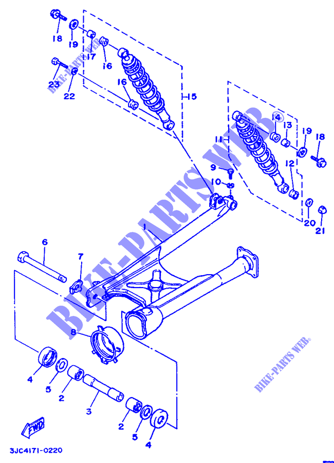SWINGARM / SHOCK ABSORBER for Yamaha XV535 (UP) 1996