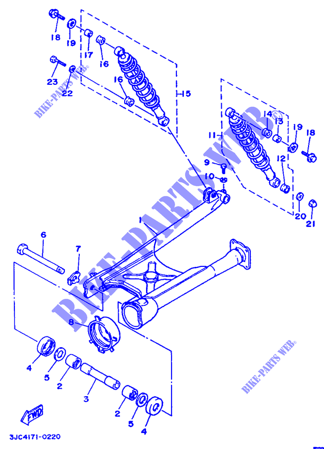 SWINGARM / SHOCK ABSORBER for Yamaha XV535S (FLAT) 1996