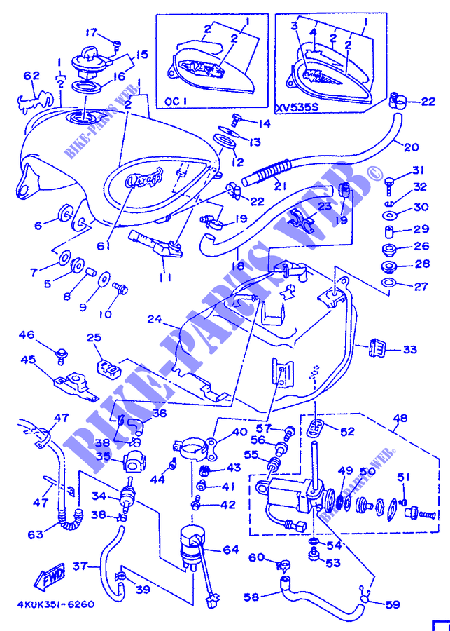 FUEL TANK for Yamaha XV535S (FLAT) 1996