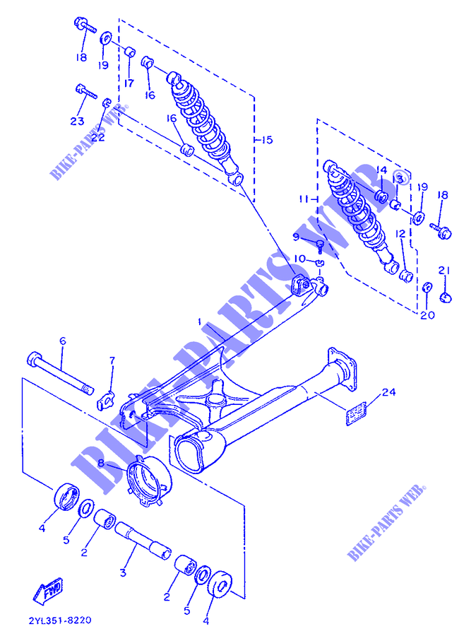 REAR SHOCK ABSORBER / SWINGARM for Yamaha XV535SE 1988