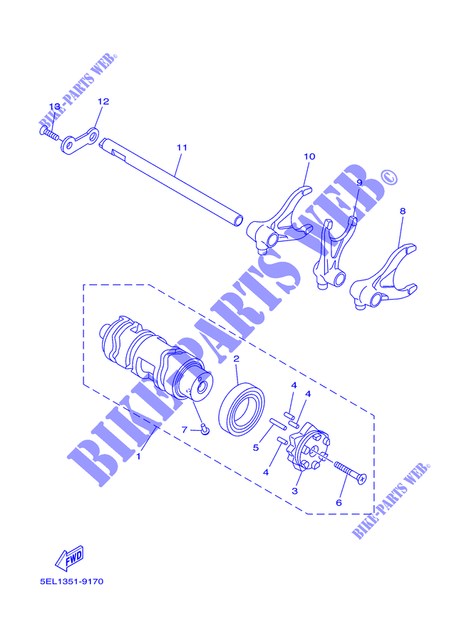GEAR SHIFT SELECTOR DRUM / FORK for Yamaha DRAGSTAR 1100 CLASSIC 2003