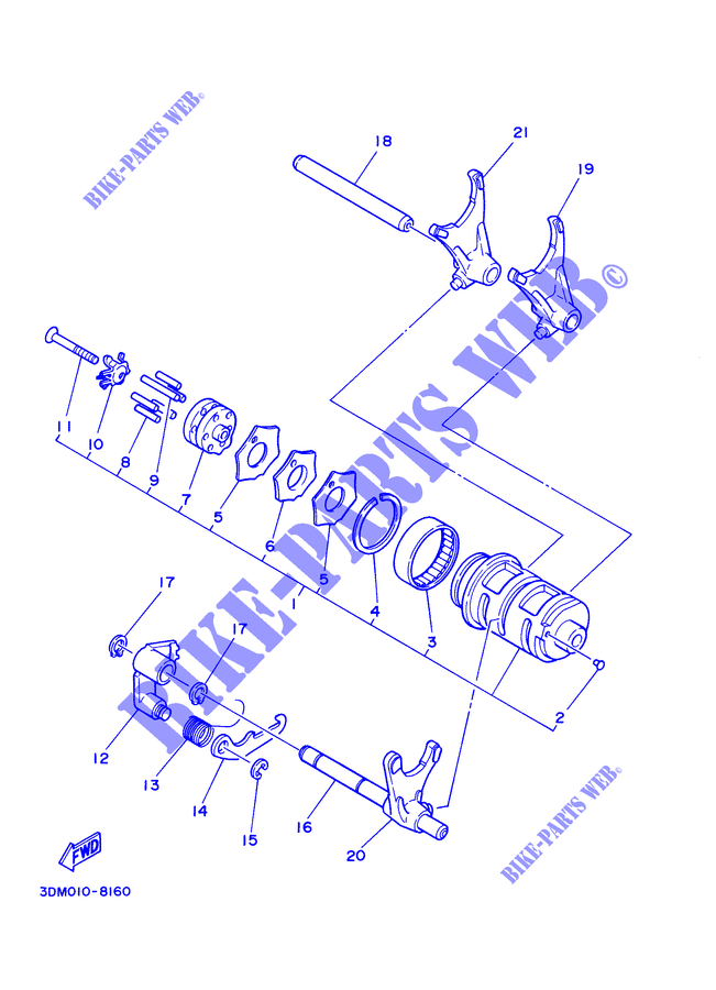 GEAR SHIFT SELECTOR DRUM / FORKS for Yamaha XVS250 2001