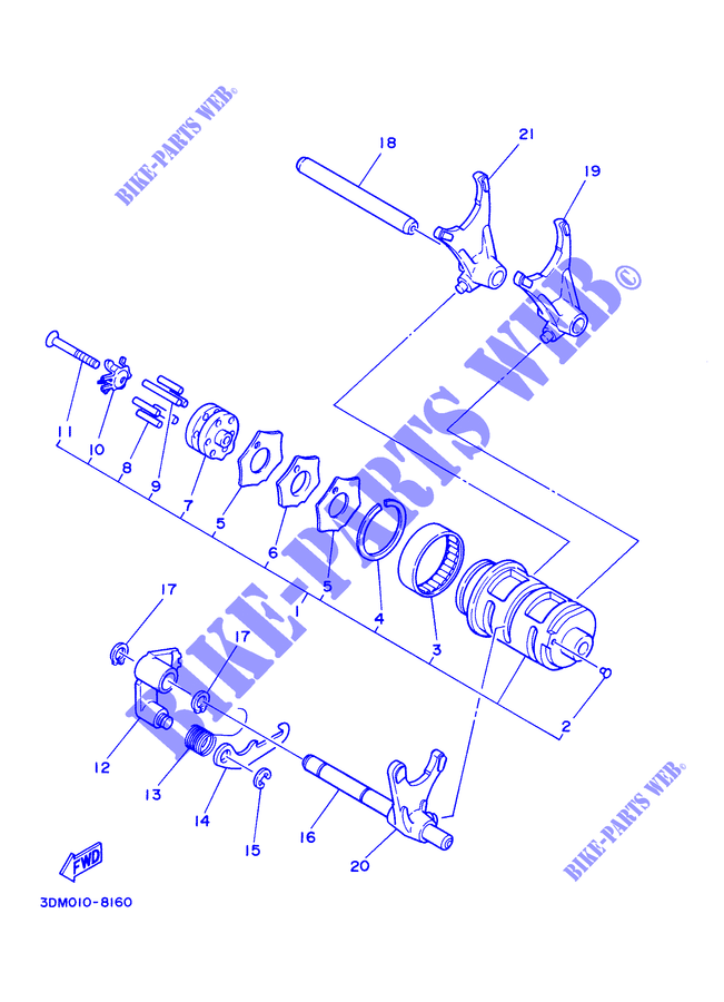 GEAR SHIFT SELECTOR DRUM / FORKS for Yamaha XVS250 2002