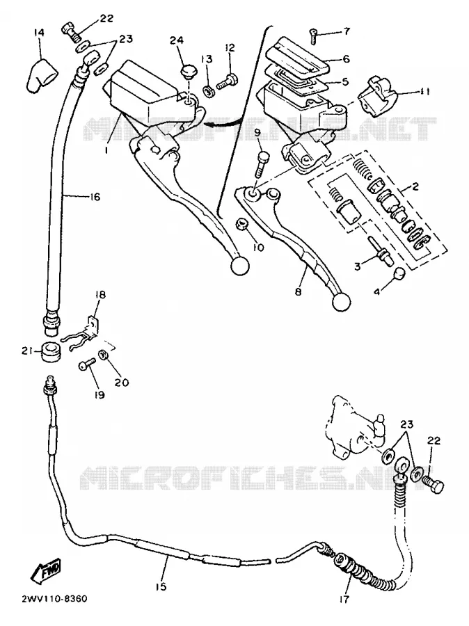 FRONT MASTER CYLINDER 2 Yamaha MOTO 1300 1989 ROYALE VENTURE  XVZ13TD