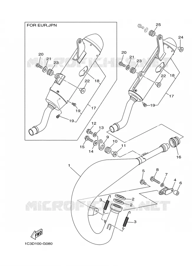 EXHAUST Yamaha MOTO 125 2008 YZ  YZ125