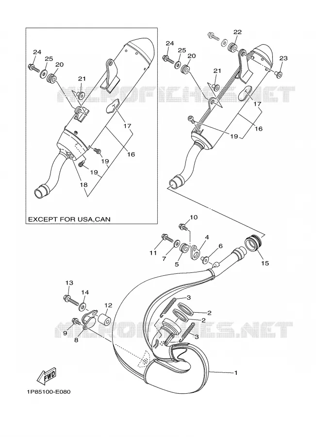 EXHAUST Yamaha MOTO 250 2007 YZ  YZ250